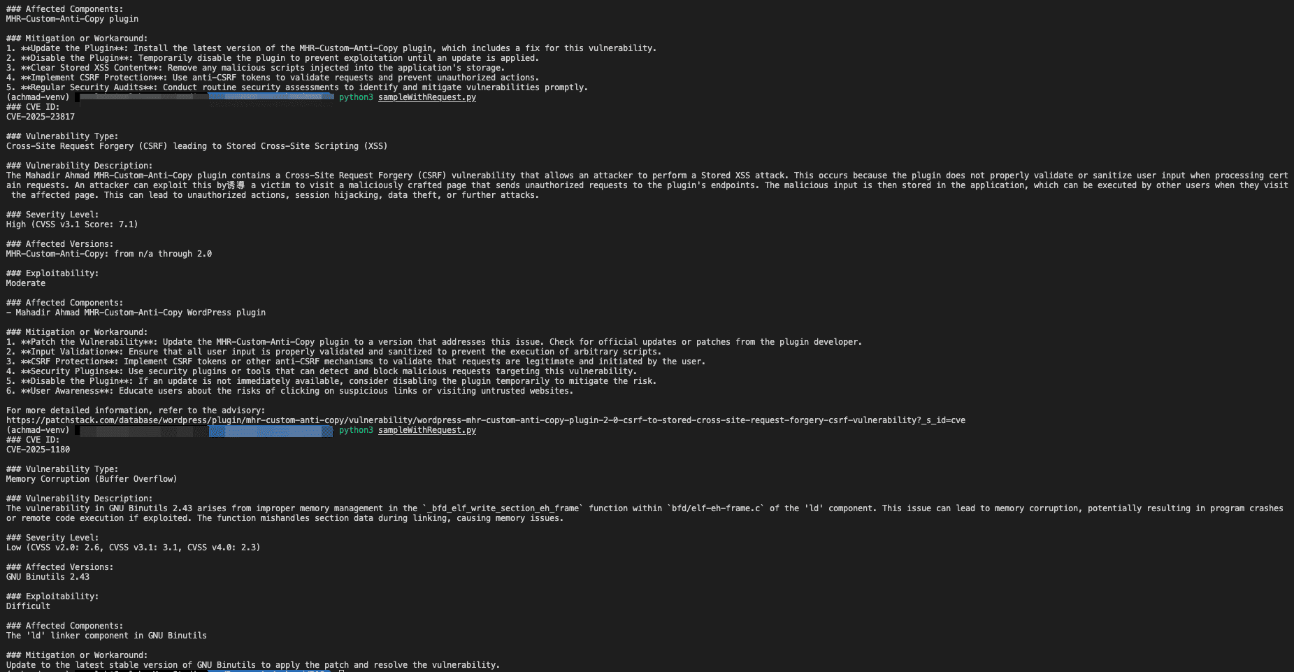 Example pipeline output: DeepSeek analysis and structured sections