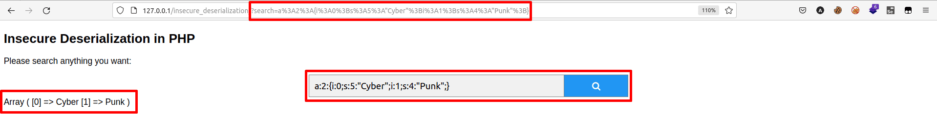 Search using a serialized PHP array in the parameter